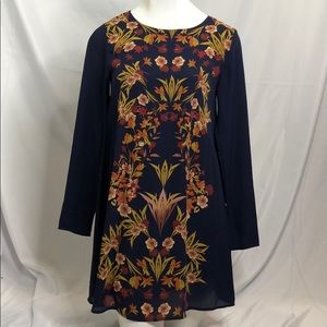 Xhilaration target long sleeve navy floral dress